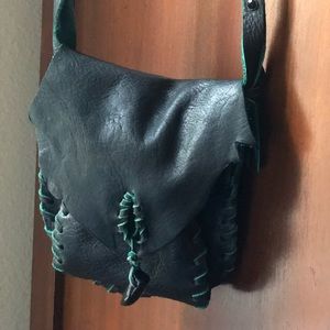 Handmade Leather Purse/Satchel, Green, S